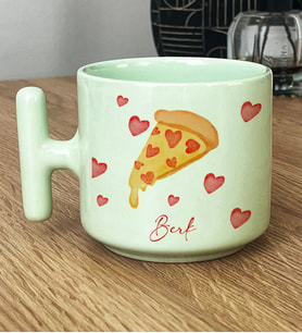 Kişiye Özel Pizza Lover Hediye Pastel T Kupa (Yeşil)