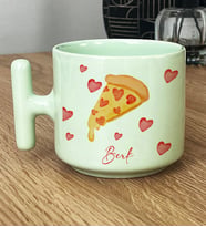 Kişiye Özel Pizza Lover Hediye Pastel T Kupa (Yeşil)