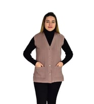 Kadın Cepli Triko Yelek BGL-ST03343 (Pudra)