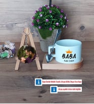 Babalar Günü Hediyesi Kupa Bardak Beyaz ve Fotoğraflı Ahşap Anahtarlık HediyeBabaya Hediye (Model 8)