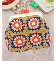 Handmade Ahşap Burslu El Çantaları ,Örgü Çiçekli Portföy Çantalar, El Yapımı Çiçekli Düğün Çantası (Hardal Sarısı)
