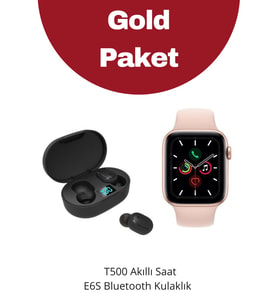 T700S Türkçe Menü Akıllı Saat + E6S Ekranlı Bluetooth Kulaklık (Pembe)