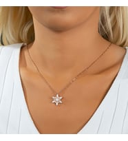 Opal Taşlı Rüzgar Çiçeği Gümüş Kolye (Rose)