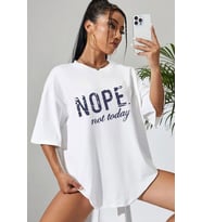 Unisex Not Today Baskılı T-shirt (Beyaz)