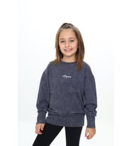 Toontoy Kız Çocuk Yıkamalı Nakışlı Sweatshirt (Füme)