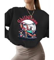 erkek Bej unisex kadın Sakin ol claus Baskılı 3 iplik şardonlu bisiklet yaka kalın Sweatshirt (Siyah)