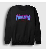 Presmono Unisex Beyaz Logo V2 Thrasher Sweatshirt 278478tt (Siyah)