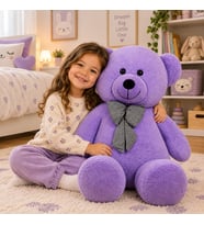 125 cm Papyonlu Şaşkın Pelüş Ayıcık (Lila)