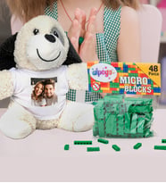 Kişiye Özel Peluş Köpek Ve Renkli Micro Blocks Lego (Yeşil)