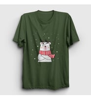Presmono Unisex Sarı Polar Bear Kutup Ayısı Yılbaşı T-Shirt 270493tt (Haki)