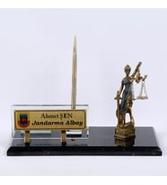 THEMİS ADALET HEYKELLİ EFES VİP HEDİYELİK SET MASA İSİMLİK HEDİYELİK OFİS MASA İSİMİLĞİ (Siyah)