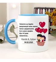 Sevgililere Özel Kupa Bardak (Mavi)