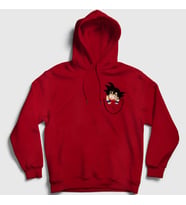 Presmono Unisex Gri Pocket Goku Anime Dragon Ball Kapüşonlu Sweatshirt 236881tt (Kırmızı)