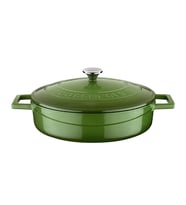 Lava Döküm Çok Amaçlı Yayvan Tencere. Folk Serisi Çap(Ø)24cm. (Yeşil)