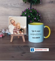 Babaanneye Hediye Fotoğraflı Dekoratif Taş, Kupa Bardak Beyaz Hediye (Model 7)