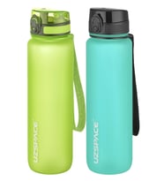 Uzspace 2'li Tritan Matara Seti 1000 ml Büyük Boy 14 Farklı Renk Seçeneği FiftyFifty (Mavi - Neon Yeşil - Sarı)