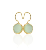 Kadir Jewellery 22 Ayar Altın Kaplama Kadın Taşlı Küpe -El İşçiliği Ve Hipoalerjenik Küpe -E01 (Açık Yeşil)