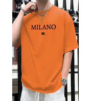 Erkek Milano Baskılı Oversize Tshirt (Turuncu)