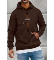 Paris Baskılı  Pamuklu Oversize Sweatshirt (Kahverengi)