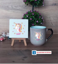 Unicorn Dekoratif Taş, Kupa Bardak Kırmızı Hediye (Model 9)
