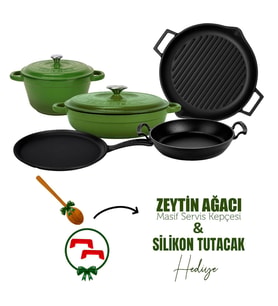 Lava Döküm 5x Trendy Serisi 8 Parça Tencere & Tava Seti (Yeşil)