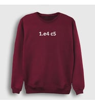 Presmono Unisex Beyaz Sicilian Opening Chess Satranç Sweatshirt 339601tt (Bordo)