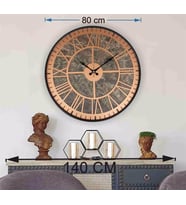 Markakanvas Siyah Metal Kasalı Mermer Desenli  Duvar Saati  ( Çap 50 cm -Çap 80 cm ) (Bakır)