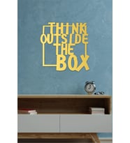 UNT "think outside the box" Duvar Dekoru - Süsü, Ahşap Dekoratif Tablo (Altın)