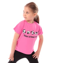 Toontoy Kız Çocuk Baskılı Tişört (Fuşya)