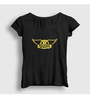Presmono Kadın Sarı Yellow Aerosmith T-Shirt 7328tt (Siyah)