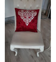 kadife / kırlent kılıfı / 40x40cm / varaklı s.deri işlemeli / 2 adet (Bordo - Gümüş)