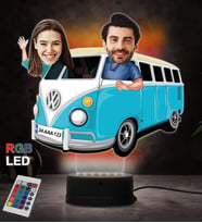 Doğum Günü Hediyesi,Sevgiliye Hediye, Kişiye Özel Fotoğraflı Vosvos Minibüs Çift Tasarımlı Karikatür 3D Led Lamba (RGB)