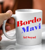 Kişiye Özel Taraftar Tasarımlı Beyaz Kupa (Bordo-Mavi)
