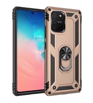 Samsung Galaxy A91 (S10 Lite) Kılıf Yüzüklü Zırh Tank Vega (Gold)