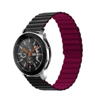 Huawei Watch GT GT2 GT3 GT4 42mm/Honor Magic 2 Kordon Renkli Strap Deri Loop Kor (Siyah-Kırmızı)