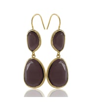 Kadir Jewellery 22 Ayar Altın Kaplama Kadın Sallantılı Küpe -El İşçiliği Ve Hipoalerjenik Küpe (Koyu Mavi)