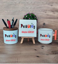 Psikolog Hediye Sepeti Kupa Bardak T Kulplu, Kalemlik ve Dekoratif Taş Psikoloğa Hediye (Model 7)