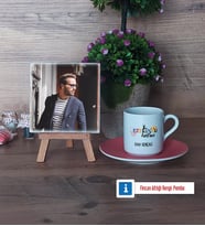 Veteriner Hekim Fotoğraflı Dekoratif Taş, Ahşap Altlıklı Türk Kahvesi Fincanı Hediye (Model 6)