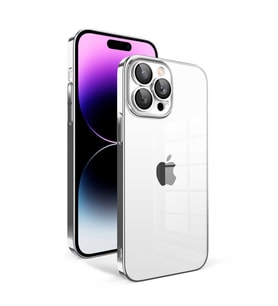 Vendas iPhone 14 Pro Max Uyumlu (14 Pro Max) Veve Serisi Parlak Renkli Kenarlı Elektroplated Magic Silikon Kılıf (Gümüş)