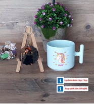 Unicorn Kupa Bardak Beyaz ve Fotoğraflı Ahşap Anahtarlık Hediye (Model 12)