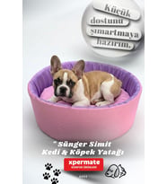 XPERMATE Sünger Simit Küçük Irk Köpek Yatağı Ve Kedi Yatağı 45 Cm VE 55 CM (Lila - Pembe)