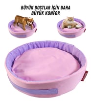XPERMATE Sünger Simit Küçük Irk Köpek Yatağı Ve Kedi Yatağı 45 Cm VE 55 CM (Lila - Pembe)