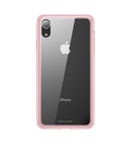 iPhone XR 6.1 Baseus Kenarları Silikon Cam Kılıf (Pembe)