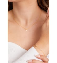 Elika Silver 925 Ayar Gümüş Minimal Kolye ve Bileklik Set (Altın)