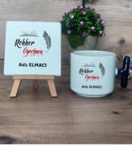 Rehber Öğretmeni Hediye Seti Kupa Bardak T Kulplu ve Dekoratif Taş Öğretmenler Günü Hediyesi Rehber Öğretmenine Hediye (Model 2)