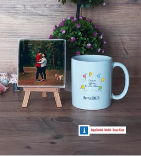 Doğum Günü Hediyesi Fotoğraflı Dekoratif Taş, Kupa Bardak Beyaz Hediye (Model 1)