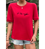 Unisex Michelangelo Baskılı T-shirt (Kırmızı)