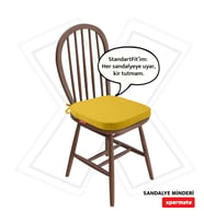 XPERMATE StandartFit Oval Sandalye Minderi Fermuarlı Yıkanabilir Kılıf Bağcıklı Su ve Yağ İtici 42x42x5 cm (Sarı)