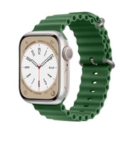 Apple Watch 42mm 44mm 45mm Seri 1 2 3 4 5 6 7 8 Se Uyumlu Seaflex Ocean Silikon Kordon (Haki)
