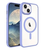 Apple iPhone 15 Kılıf Wireless Şarj Özellikli Krom Magsafe Silikon Kılıf (Lila)